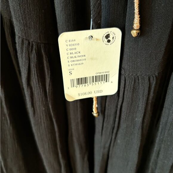 NWT Free People Sea Me Black Maxi Dress Scoop Neck Open Back Lace Long Sleeve - Picture 4 of 7